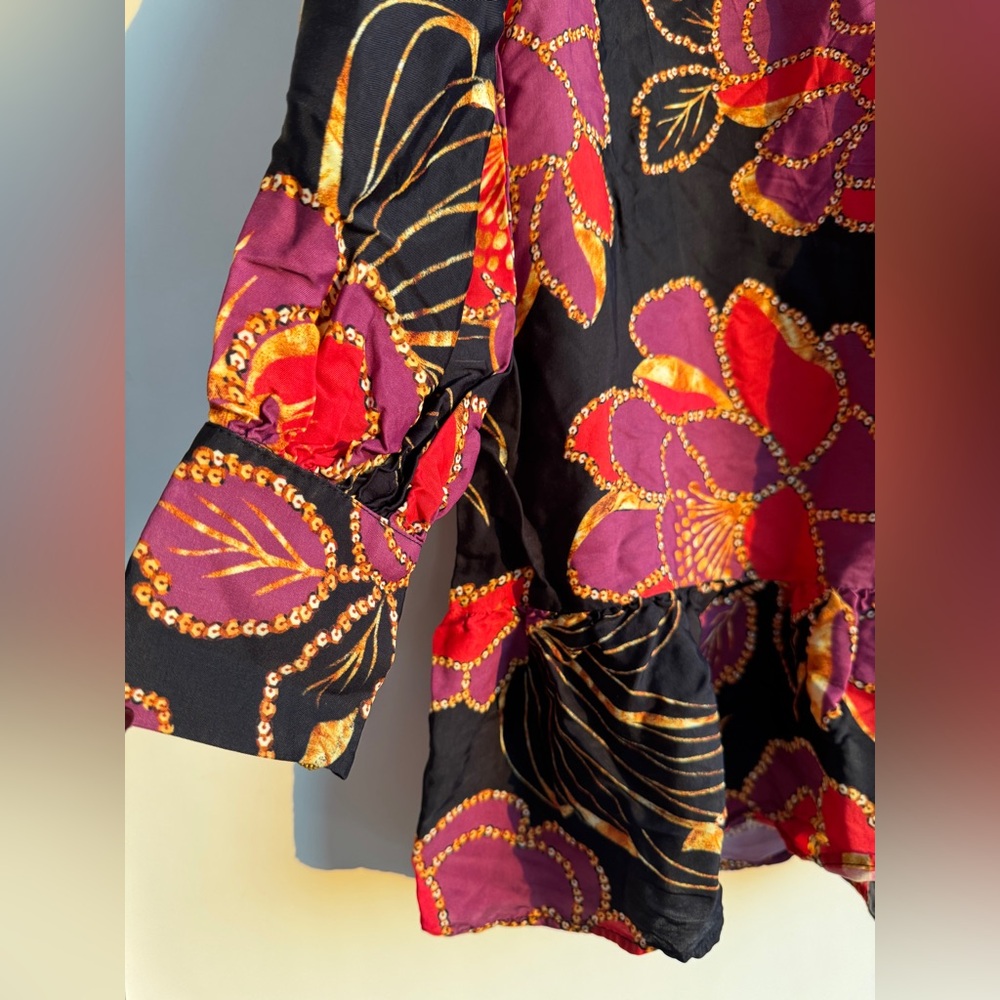 FARM Rio Black Dress with Red and Purple Floral Design - Picture 4 of 13